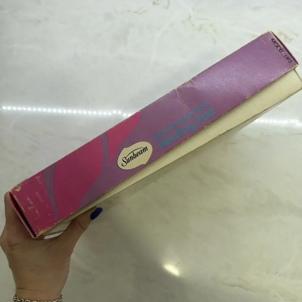 Vintage Rare 1972 Sunbeam Heating Pad Purple Floral Original Box & Manual Tested - Picture 8 of 16